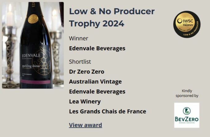 IWSC Announces The 2024 Trophy Winners!  Congratulations To Edenvale – Winner Of The Low & No Producer Trophy!